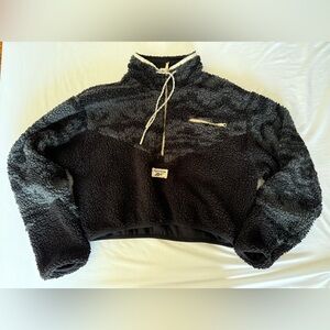 Reebok Black and Gray Fleece Half Zip